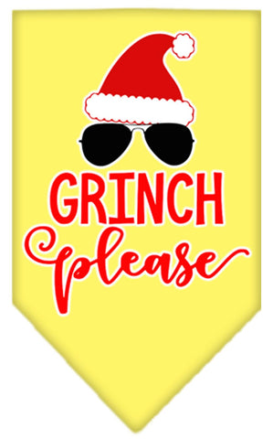 Grinch Please Screen Print Bandana Yellow Small