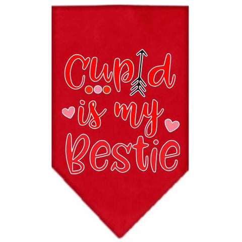 Cupid Is My Bestie Screen Print Bandana Red Large