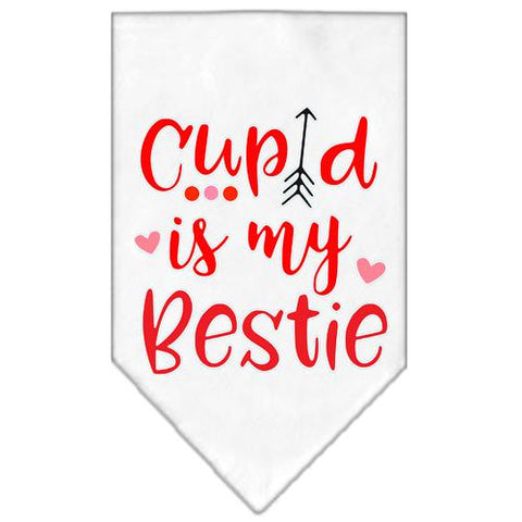 Cupid Is My Bestie Screen Print Bandana White Large