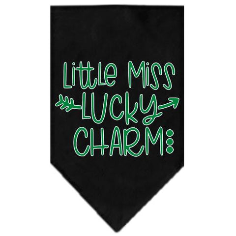 Little Miss Lucky Charm Screen Print Bandana Black Large