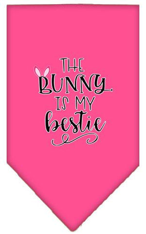 Bunny Is My Bestie Screen Print Bandana Bright Pink Large