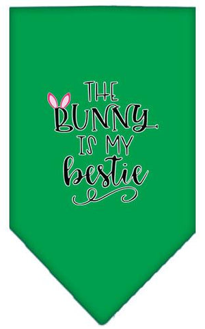 Bunny Is My Bestie Screen Print Bandana Emerald Green Large