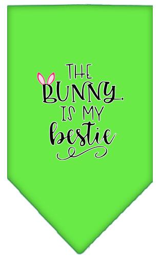 Bunny Is My Bestie Screen Print Bandana Lime Green Large