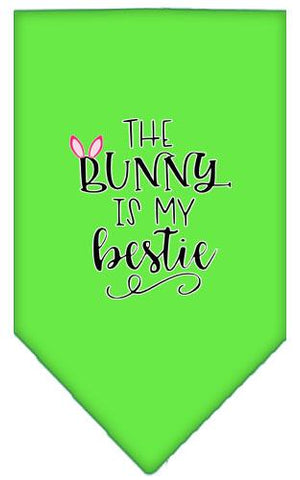 Bunny Is My Bestie Screen Print Bandana Lime Green Large