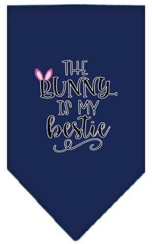 Bunny Is My Bestie Screen Print Bandana Navy Blue Large