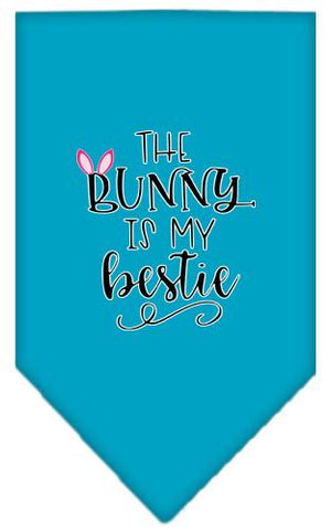 Bunny Is My Bestie Screen Print Bandana Turquoise Large