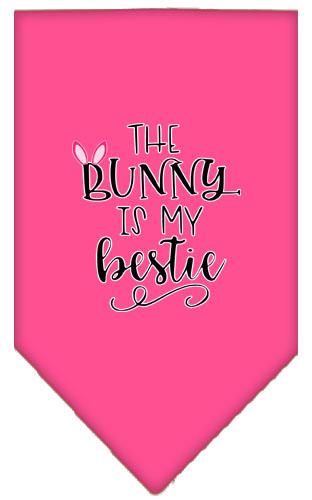 Bunny Is My Bestie Screen Print Bandana Bright Pink Small