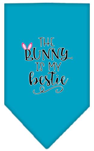 Bunny Is My Bestie Screen Print Bandana Turquoise Small