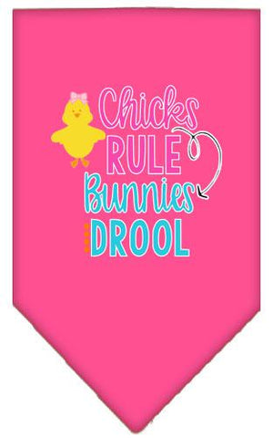 Chicks Rule Screen Print Bandana Bright Pink Large