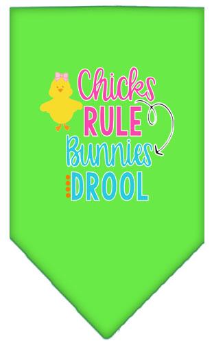 Chicks Rule Screen Print Bandana Lime Green Large