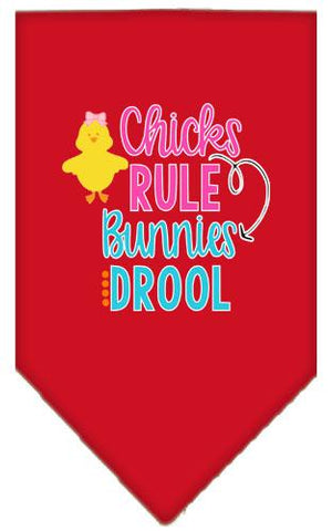 Chicks Rule Screen Print Bandana Red Large