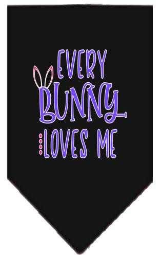 Everybunny Loves Me Screen Print Bandana Black Large