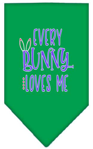 Everybunny Loves Me Screen Print Bandana Emerald Green Large