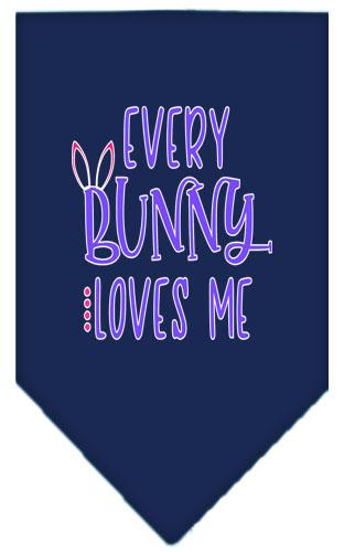 Everybunny Loves Me Screen Print Bandana Navy Blue Large