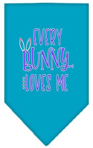 Everybunny Loves Me Screen Print Bandana Turquoise Large