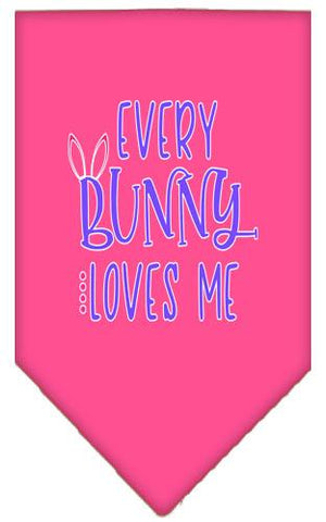 Everybunny Loves Me Screen Print Bandana Bright Pink Small