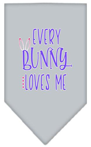 Everybunny Loves Me Screen Print Bandana Grey Small