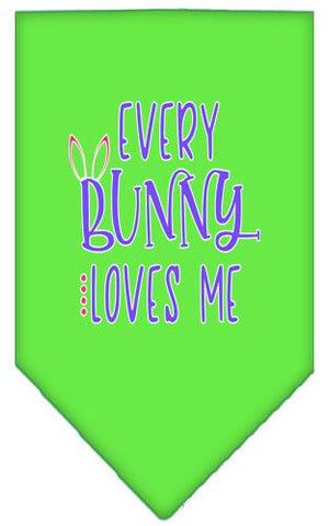 Everybunny Loves Me Screen Print Bandana Lime Green Small