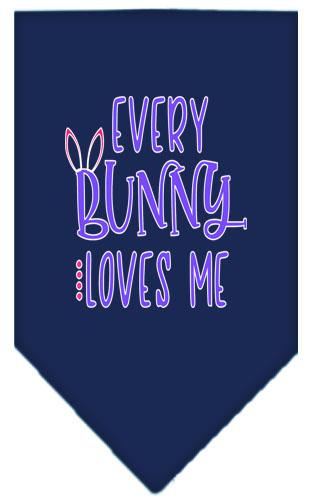 Everybunny Loves Me Screen Print Bandana Navy Blue Small