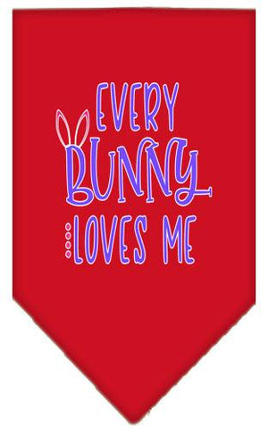 Everybunny Loves Me Screen Print Bandana Red Small