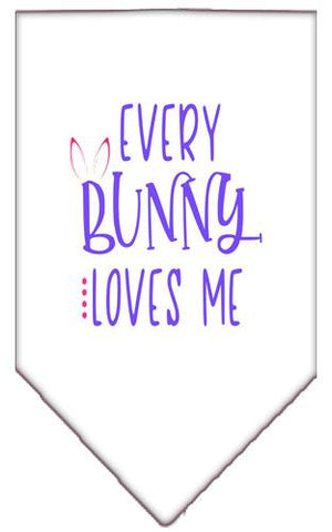 Everybunny Loves Me Screen Print Bandana White Small