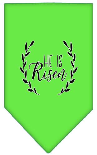 He Is Risen Screen Print Bandana Lime Green Large