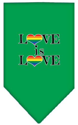 Love Is Love Screen Print Bandana Emerald Green Large