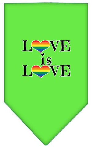 Love Is Love Screen Print Bandana Lime Green Large