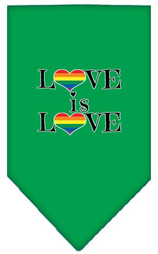 Love Is Love Screen Print Bandana Emerald Green Small