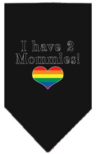 I Have 2 Mommies Screen Print Bandana Black Large