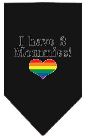 I Have 2 Mommies Screen Print Bandana Black Large