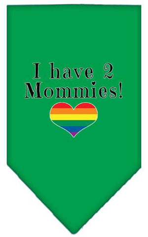 I Have 2 Mommies Screen Print Bandana Emerald Green Large