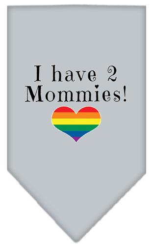 I Have 2 Mommies Screen Print Bandana Grey Large