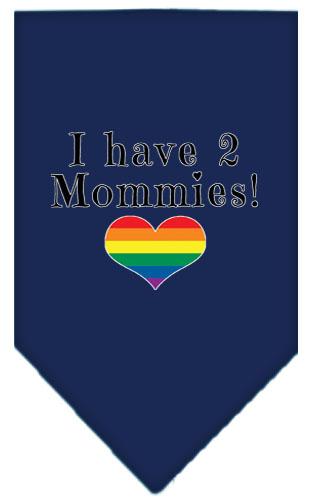 I Have 2 Mommies Screen Print Bandana Navy Blue Large