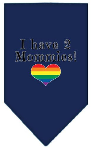 I Have 2 Mommies Screen Print Bandana Navy Blue Large