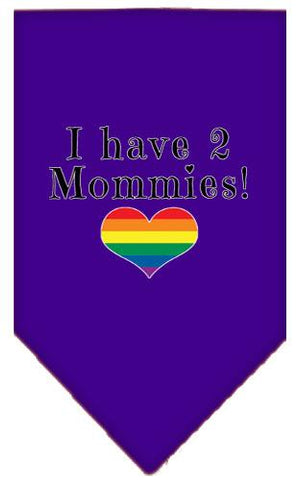 I Have 2 Mommies Screen Print Bandana Purple Large