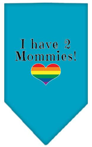 I Have 2 Mommies Screen Print Bandana Turquoise Large