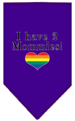 I Have 2 Mommies Screen Print Bandana Purple Small