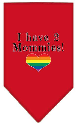 I Have 2 Mommies Screen Print Bandana Red Small