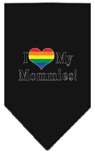 I Heart My Mommies Screen Print Bandana Black Large