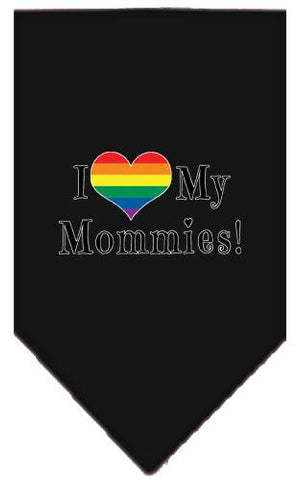 I Heart My Mommies Screen Print Bandana Black Large