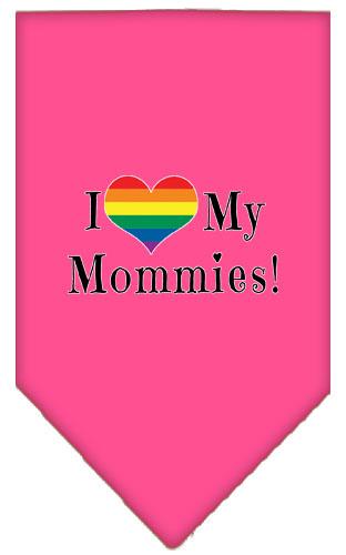 I Heart My Mommies Screen Print Bandana Bright Pink Large