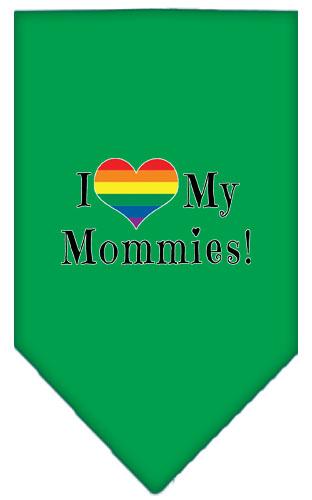 I Heart My Mommies Screen Print Bandana Emerald Green Large