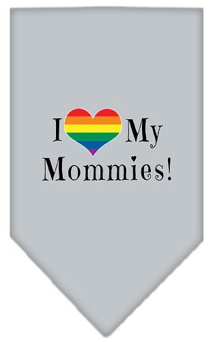 I Heart My Mommies Screen Print Bandana Grey Large