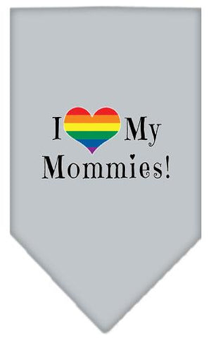 I Heart My Mommies Screen Print Bandana Grey Large