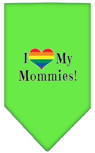 I Heart My Mommies Screen Print Bandana Lime Green Large