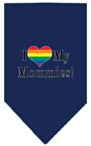 I Heart My Mommies Screen Print Bandana Navy Blue Large