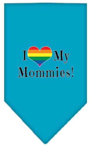 I Heart My Mommies Screen Print Bandana Turquoise Large