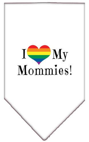 I Heart My Mommies Screen Print Bandana White Large