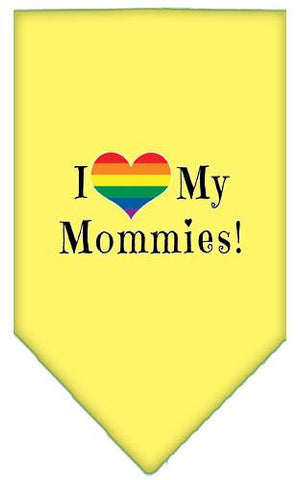 I Heart My Mommies Screen Print Bandana Yellow Large